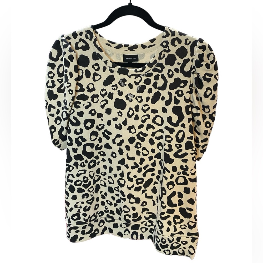 Who What Wear Cream And Black Leopard Top